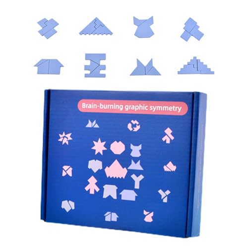 HgbfMij Denksport-Blöcke für Kinder, Bunte 3D-Blöcke mit Puzzle-Intelligenz,Puzzles vereinen kreatives Spielen und Lernen | Denksportblöcke für Symmetrie-Rätsel, sicher für Kinder, Jungen und Mädchen von HgbfMij