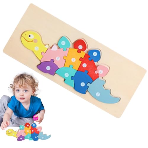 HgbfMij Holztierpuzzle,Dinosaurier Holzpuzzle,Dinosaurierblöcke | Bunte, entzückende Kleinkind-Holzpuzzles für 3-5-jährige Kinder, Kindergarten, Vorschulerziehung, Logikspiel von HgbfMij