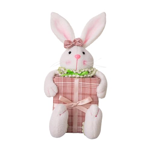 HgbfMij Osterhasenpuppe, Hasenfigur - Osterhase Keksdose Ornament Hasenpuppe - Niedliche Osterhasen-Dekoration, Cartoon-Kaninchen-Puppe, Osterdekoration für Kinder und Frauen von HgbfMij