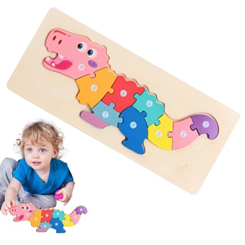 HgbfMij Tangram-Puzzles für Kinder, Tierpuzzle aus Holz - Tier-Puzzlespielzeug im Dinosaurier-Design - Bunte, entzückende Kleinkind-Holzpuzzles für 3-5-jährige Kinder, Kindergarten, Vorschulerziehung, von HgbfMij