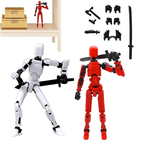 2 Pcs 3D gedruckter Multi Jointed Movable 13 Articulated Robot vollständigen Gelenk Actionfiguren Multi Jointed Moving Robot T13 Actionfiguren mit mehreren Gelenken mit 4 Waffen 3 Gesten ( Weiß, Rot) von HhBdy
