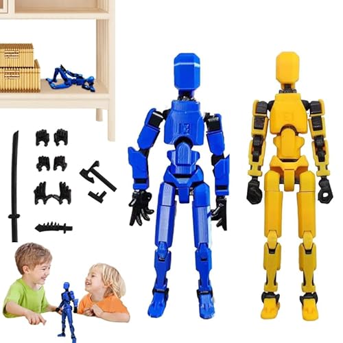 2 Pcs 3D gedruckter Multi Jointed Movable 13 Articulated Robot vollständigen Gelenk Actionfiguren Multi Jointed Moving Robot T13 Actionfiguren mit mehreren Gelenken mit 4 Waffen 3 Gesten (Gelb, Blau) von HhBdy