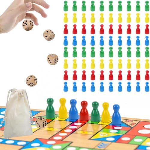 80 Stück Spielfiguren für Brettspiele Bunte Spielfiguren Bunte Halmakegel Holzpuppen Spielfiguren Spielfiguren aus Holz für Brettspiele 5 Würfel aus Holz für 1 Aufbewahrungstasche von HhBdy