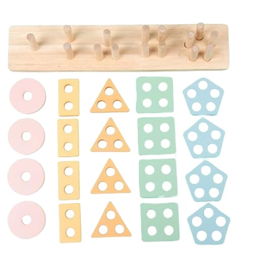 Holzspielzeug Kinderspielzeug Montessori Holzspielzeug Sortieren Macaron Steckplatte Holz Sortierspiel Holzspielzeug ab 1 2 3 jahre Holz Sortier und Stapelspielzeug Geometrische Bausteine für Kinder von HhBdy