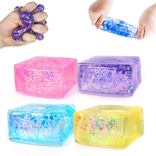 Nee Doh Nice Cube TenaLucy 4 Stück Stressbälle für Kinder und Erwachsene TPR-Material Quetschball Knautschball Kinder für Stress Abbauen und Spannungen Abbauen Anti Stress Geschenke von HhBdy