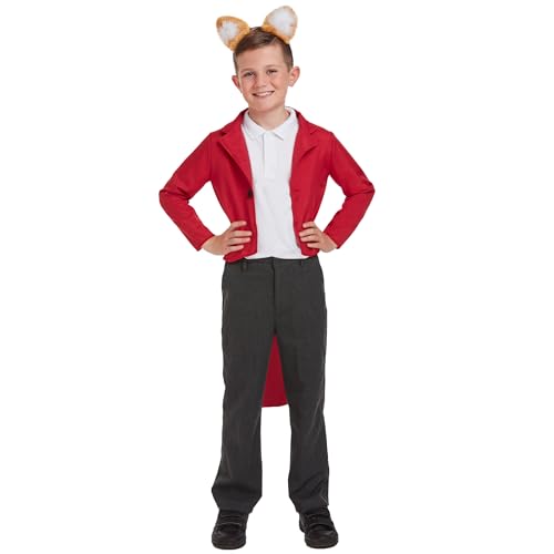 HiFEN® Fantastisches Mr. Fox Kostüm für Kinder, rote Frackjacke mit Fuchsohren-Stirnband, Storybook-Charakter-Outfit für Jungen und Mädchen von HiFEN