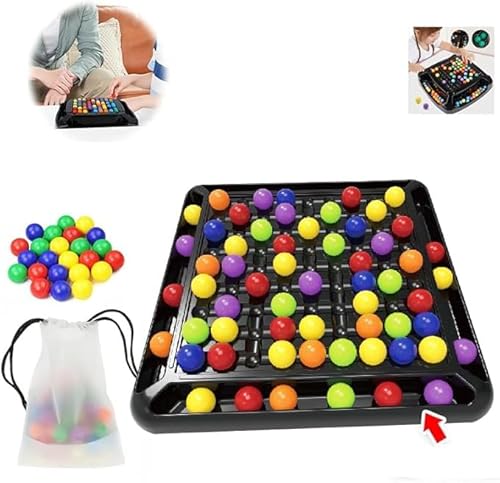 Intellektuelles Schachbrett - Duales Duell,40/80/120/241 Stück Regenbogenball Schachspiel Familienspiel und Strategiespiel für Kinder und Erwachsene, Tischspiel mit Buntkugeln (80 Stück) von HiGropcore