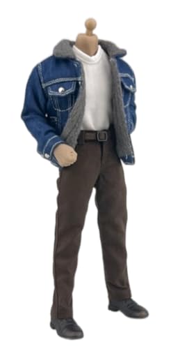 HiPlay 1/12 Scale Figure Doll Clothes: Lamb Down Denim Jacket for 6-inch Collectible Action Figure (CCN1208,Gray) von HiPlay