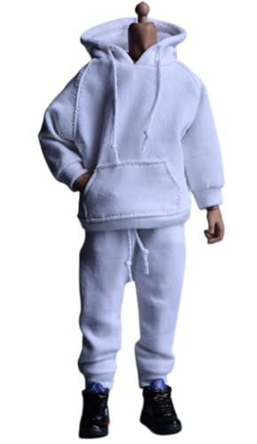 HiPlay 1/12 Scale Figure Doll Clothes: White Set Hoodies and Pants for 6-inch Collectible Action Figure AT202201D von HiPlay