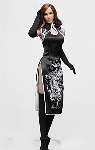 HiPlay 1/6 Scale Figure Doll Clothes, Cheongsam+Underwear+Stockings+Gloves, Outfit Costume for 12 inch Female Action Figure Phicen/TBLeague CM103(Balck) von HiPlay