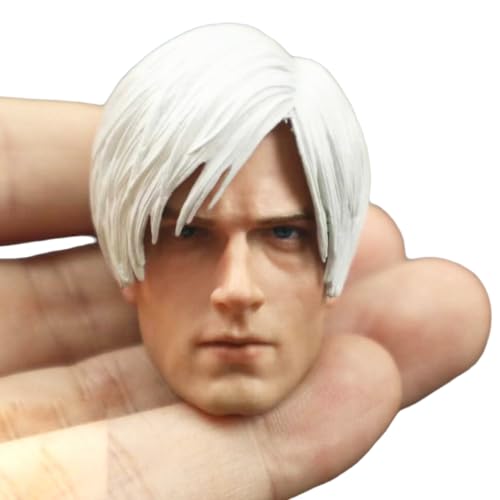 HiPlay Action Figure 1/6 Scale Head Sculpt Accessory: White-Haired Leon, Male Head Sculpture for 12-inch Miniature Collectible Figure BFLA von HiPlay