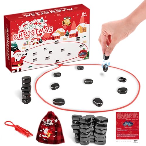 Magnetisches Schachspiel Weihnachten, Magnetisches Brettspiel Set für Kinder und Erwachsene, Tragbares Magnetisches Strategiespiel mit 20 Spielfiguren für Familienfeiern und Reisen von Hiborth