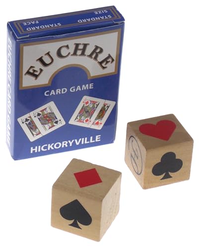 Hickoryville Euchre Bundle - 3 Artikel: 2 Euchre-Decks in 1 Box und 2 Anzugmarkierungswürfel von Hickoryville