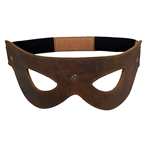 Hide & Play, Augenmaske handgefertigt aus Vollnarbenleder - Maskerade Maske Kostüm Party Halloween Tolles Accessoire - Bourbon Braun von Hide & Play