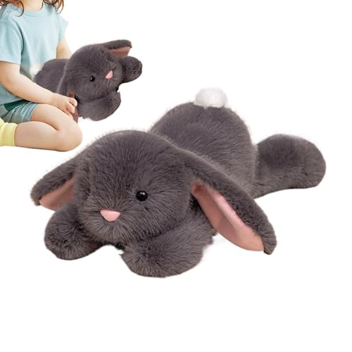 Hiemible Liegen Kaninchenplüsch, plüschliegender Kaninchen,Gefüllter Hugble Bunny Rabbit Plüsch mit Floppy Ohren | Kuschelige Tiere, geschätzte Kameradschaft mit realistischem Look für Schlafzimmer von Hiemible