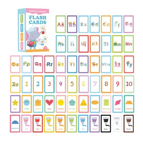 Hiemible Sight Word Flash Cards, Sprechende Flash Cards für Kinder | 58-teilige kognitive Karteikarten, Alphabetfarben, Karteikarten,Taschen-Lernspielzeug für Vorschulkinder, doppelseitige Lernkarten von Hiemible