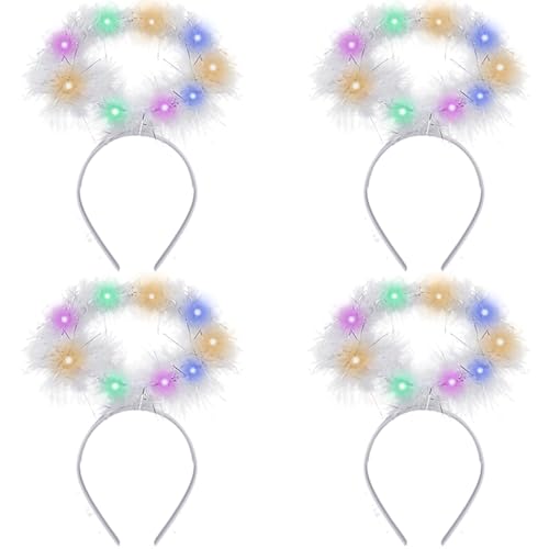 4 Stück Engel Haarreif LED Heiligenschein Engel Engel Kostüm Accessoire Led Lichter Haarreifen Haarschmuck für Kinder Erwachsene Weihnachten Halloween Karneval von Hifot