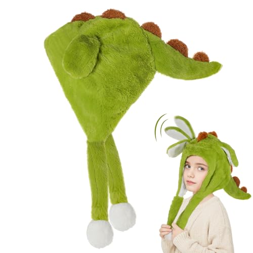 Dinosaurier Mütze mit Beweglichen Ohren, Plüsch Dinosaurier Mütze mit Wackelohren, Dinosaurier Lustige Mütze mit Ohren Dinosaurier Wackelohr Mütze für Halloween Cosplay Weihnachts Geburtstag Geschenk von Hifot