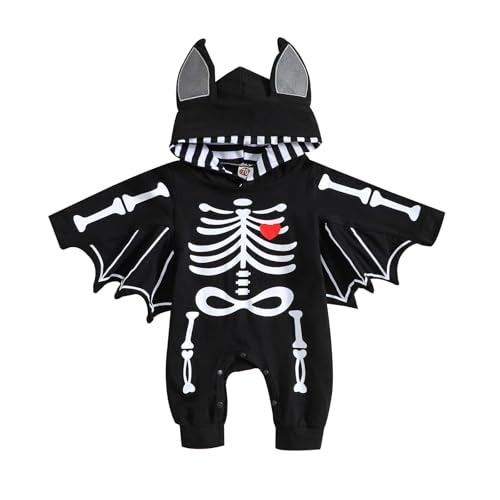 Hifot Baby Fledermaus Kostüm Baby Halloween Kostüm Strampler Neugeborene mit Hüte,Fledermaus Kostüm Kinder Halloween Kostüm Baby Mädchen Jungen Faschingskostüm Baby von Hifot