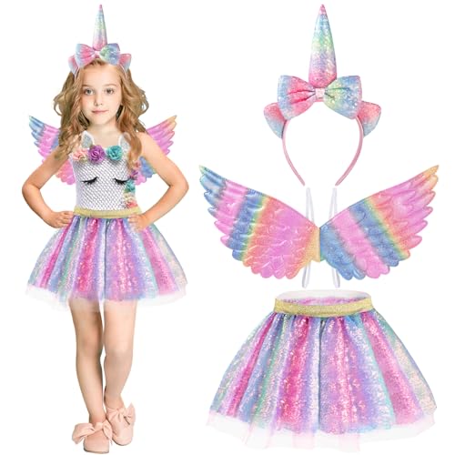 Hifot Einhorn Kostüm Prinzessin Set 3 Stück,Regenbogen Tutu Rock Mädchen Kostüm Tüllrock,Einhorn Haarreif Flügel für Mädchen für Unicorn Cosplay Kindergeburtstag Karneval Hifot Einhorn Kostüm Prinzessin Set 3 Stück,Regenbogen Tutu Rock Mädchen Kostüm Tüllrock,Einhorn Haarreif Flügel für Mädchen für Unicorn Cosplay Kindergeburtstag Karneval von Hifot