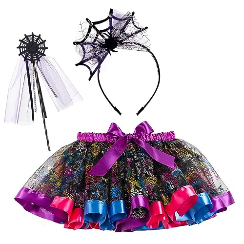 Hifot Fledermaus Kostüm Mädchen Tüllrock Zauberstab Fledermaus Haarreif,Halloween Kostüm Kinder Fledermaus Kostüm Spinne Kinder Karneval Fasching Cosplay Party von Hifot