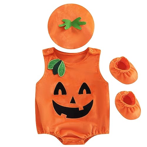 Hifot Halloween Kostüm Kürbis Kinder,Baby Kürbis Kostüm mit Hüte und Schuhe Halloween kostüm Mädchen Jungen Faschingskostüm Baby von Hifot