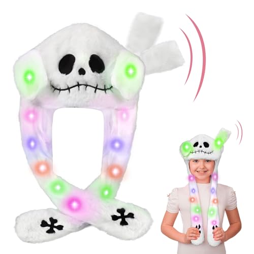 Leuchtende Mütze mit Beweglichen Ohren, Plüsch LED Mütze mit Wackelohren, Lustige Hüte Wackelohr Mütze mit LED Mütze mit Ohren für Mädchen Damen Halloween Weihnachten Geburtstag Cosplay Geschenk von Hifot