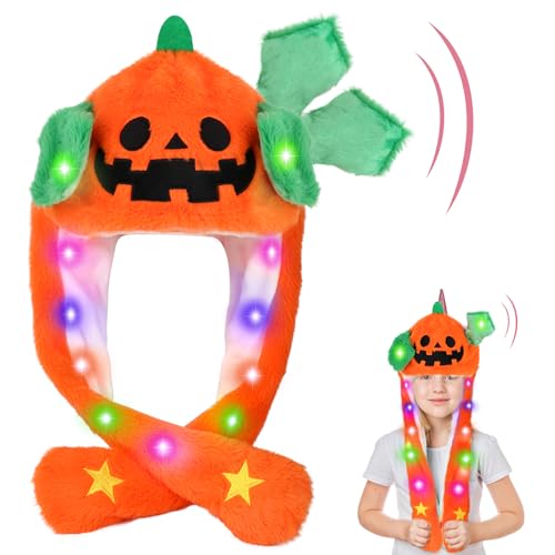 Leuchtende Mütze mit Beweglichen Ohren, Plüsch LED Mütze mit Wackelohren, Lustige Hüte Wackelohr Mütze mit LED Mütze mit Ohren für Mädchen Damen Halloween Weihnachten Geburtstag Cosplay Geschenk von Hifot