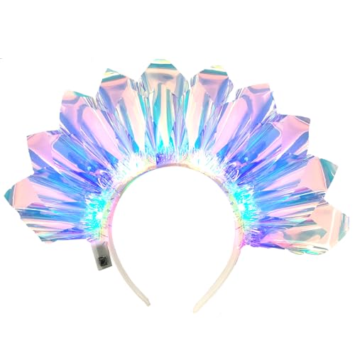 Leuchtende Stirnband Disco LED Haarreif -Göttin der Freiheit Gemstones Temporary Tattoo Sticker Laser Haarband Damen Mädchen Beleuchtete Stirnbänder LED Haarschmuck Erwachsene Nachtclub Accessoires von Hifot