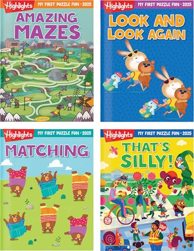 Highlights My First Puzzle Fun 2025 Puzzlebücher für Kinder im Alter von 3–6 Jahren, 4-Book-Set mit passenden Labyrinthen, Spot-The-Differences, und mehr reisefreundliche, bildschirmfreie von Highlights for Children