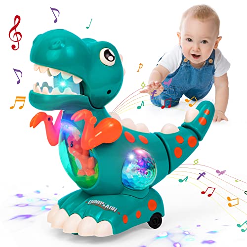 Highttoy Spielzeug ab 1 Jahr, Musik Licht Krabbelnde Dinosaurier Baby Spielzeug ab 12 Monate Baby Sensorisches Musik Dinosaurier Spielzeug Geschenke 1 Jahr Junge Mädchen von Highttoy