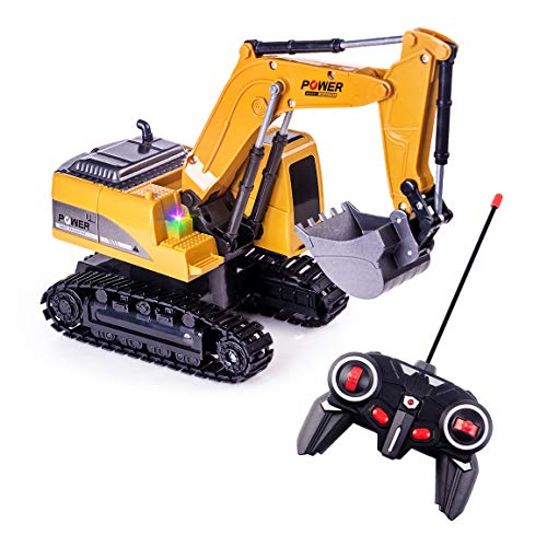 Highttoy Ferngesteuerter Bagger, 6 Kanal RC Bagger für Kinder Bagger Traktor Spielzeug ab 3 4 5 6 7 8 Jahre Geschenk Jungen 1:24 Ferngesteuertes Bagger LKW Spielzeug mit Lichtern und Ton von Highttoy