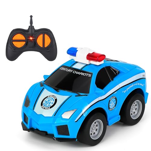 Highttoy Kinderspielzeug ab 2 3 4 Jahre, Ferngesteuertes Polizeiauto 2.4GHz Ferngesteuertes Auto Spielzeug ab 3 Jahre Jungen Geschenk Kinder RC Auto Motorikspielzeug mit Fernbedienung, Blau von Highttoy