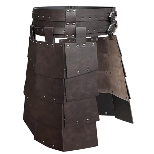 HiiFeuer Mittelalterliche Kunstleder breite Gürtel Oberschenkelpanzer, Retro Double Sides Taille Rüstung, Söldner&Ritter Rock Rüstung für LARP (Braun A) von HiiFeuer