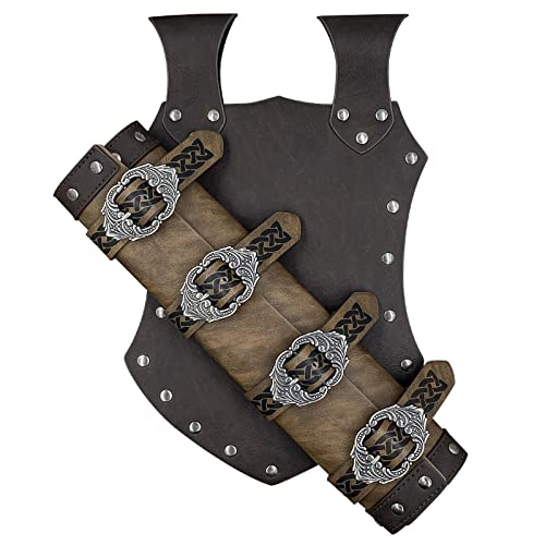 HiiFeuer Mittelalterliches Kunstleder-Schwert Frosch, Mittelalterliche Schwerttasche, Mercenary Knight Verstellbares Dolchholster (Braun A) von HiiFeuer