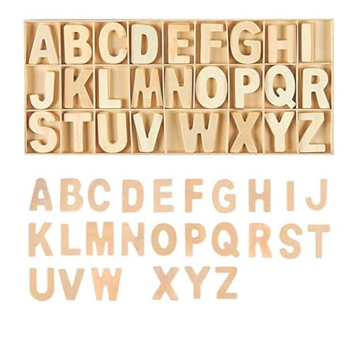 Bastelsets, Großbuchstaben aus Holz, englische Buchstaben in Einer Box, DIY-Alphabet aus natürlichem Holz in natürlicher Farbe von Hilai