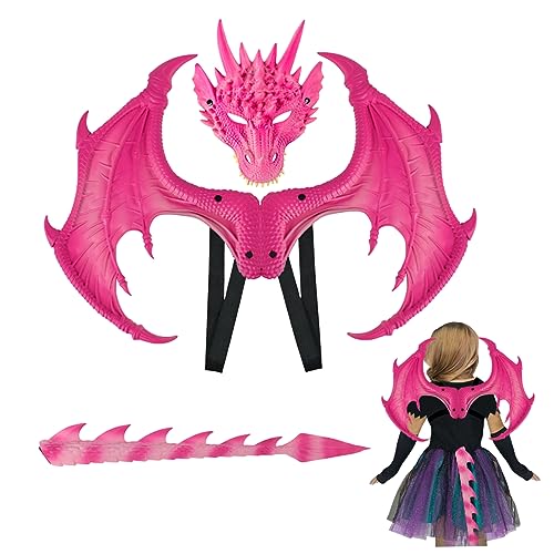 Halloween Capes Flügel für Kinder, Dragon Kostüm Kids Realistic Dragon Wing Tail und Mask Set, Halloween Kostüm für 5 13 Jahre alte Kinder Geburtstag Cosplay Trep Play Party von Hilai