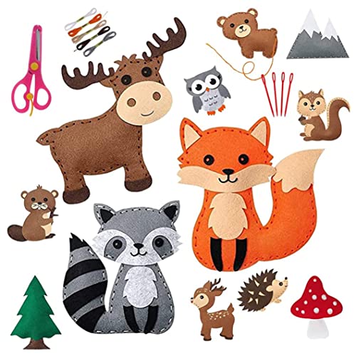 Hilai Bastelkits, Nähkit für Kinder Dinosaurier DIY Art Craft Filz Filztiere Vorschuler Anfänger Bildungsnähte Project Party Supplies für Jungen Mädchen (Animal) von Hilai