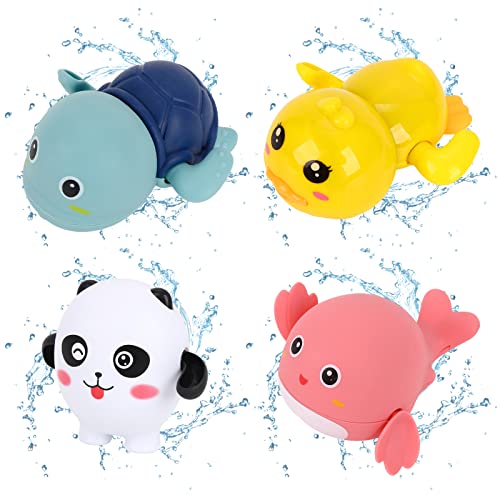 Baby Badespielzeug 4pcs Wind Up Wasser Spielzeug Panda Ente Kinder Badewanne Spielzeug Jungen Mädchen 1 2 3 Jahre alt Schwimmbad Spielzeug für Kinder Planschbecken Spielzeug für Babys von Hileyu