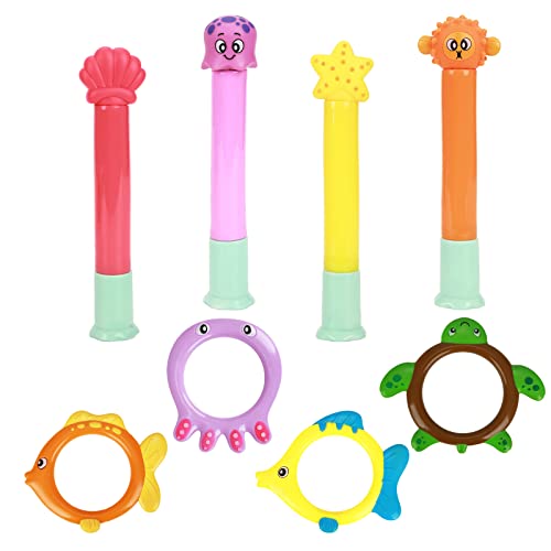 Hileyu Tauchen Pool Spielzeug Unterwasser Schwimmbad Spielzeug 4pcs Dive Sticks für Kinder 4 Pcs Tauchringe Schwimmen Spielzeug für Kinder Jungen und Mädchen von Hileyu