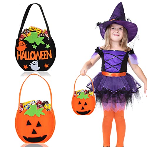 Hillylolly Halloween-Süßigkeitsbeutel, 2 Stück Halloween Süßigkeiten Tasche, Halloween Kürbis Tasche, Halloween Sammeltasche, für Kinder Jungen Madchen, 15 x 8 x 28 cm (Schwarz+Orange) von Hillylolly