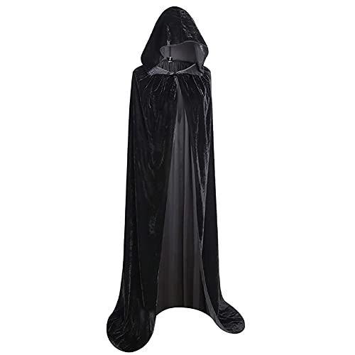 Hillylolly Vampir Umhang Umhang mit Kapuze, Halloween Kostüm, Halloween Umhang Schwarz, Vampir Kostüm, Erwachsene Samt Kostüm Halloween Cosplay Kostüme für Maskerade, Karneval, Weihnachts (XL) von Hillylolly