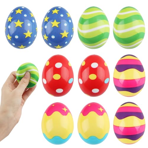 Ostereier Stressball Hillylolly 10 Stück Antistressball Erwachsene Kinder, Antistressball, Knetball Knautschball, Stressball für Kinder Erwachsene, Anti Stress Bälle, Ostern Party Geschenke Deko von Hillylolly