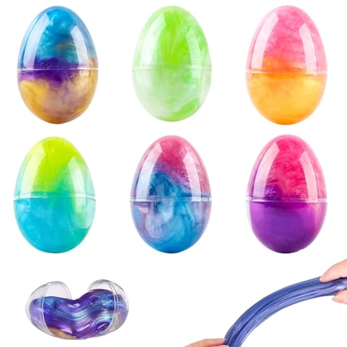 Schleim Eier Set, Hillylolly 6 Pcs Schleim Kinder, Slime Ostern, Schleim DIY, Klarer Kleber Schleim, Fluffy Slime, Crystal Clay, Ostern Geschenk, Antistress Spielzeug für Erwachsene und Kinder (B) von Hillylolly