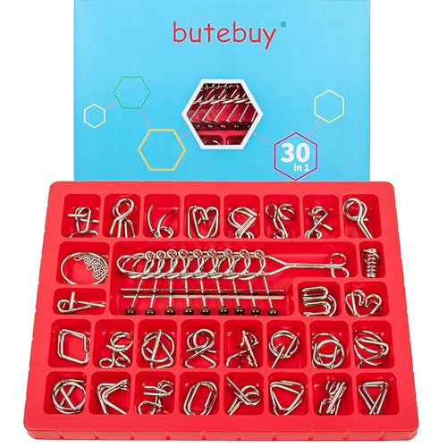 Hinourisha 30 Stück Metall Knobelei IQ-Spiele Set, Knobelspiele für Erwachsene und Kinder Geduldspiele IQ-Spiele 3D Brain Teaser Puzzle, Brainteaser, Mini Metallpuzzle Spiele Spielzeug Geschenk von Hinourisha