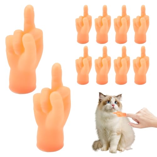 10Pcs Mini Hände Fingerpuppen, Mittelfinger Kleine Hand, Gummi Linke Rechte Hand Tiny Hands Puppets, Mini Fingerhände für Haustiere Katzen Weihnachten Halloween Party﻿ von Hioip