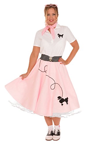 Hip Hop 50's Shop 1950er Pudel Rock Petticoat Poloshirt mit Zubehör Erwachsene 7 Stück Kostüm Set, Helles Pink, M von Hip Hop 50's Shop