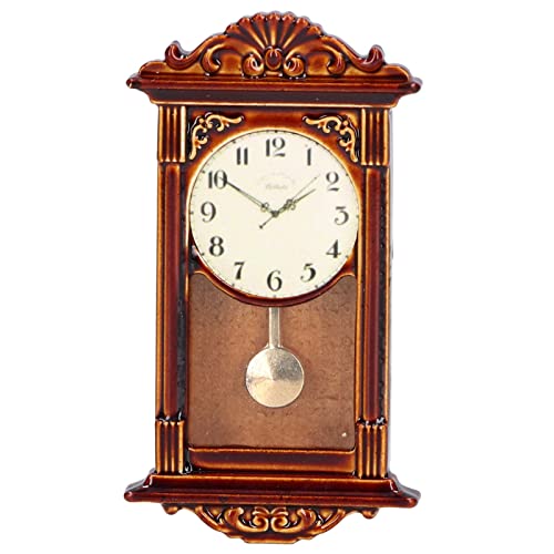 1:12 Puppenhausuhr, Exquisite Miniatur-Wanduhr aus Holzlegierung, Klassisches Dekor für das Puppenhaus von Hiraith