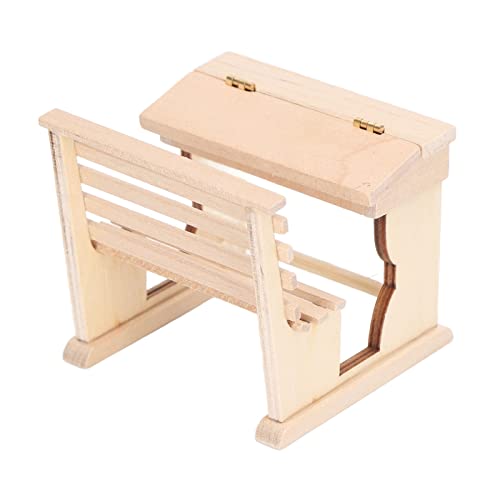 1:12 Schultisch und Stuhl mit Großer Handwerkskunst, Aufklappbarer Tisch für Puppenhaus-Klassenzimmer-Spielset, Birkenmaterial von Hiraith