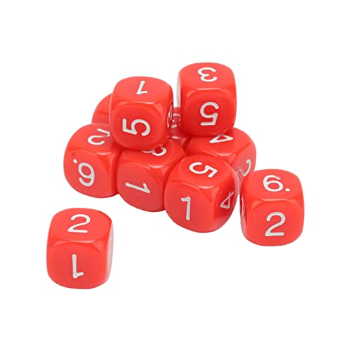 20 Stück 6-seitige Zahlenwürfel, 6-seitiges Spielwürfel-Set, 16 Mm Runde Eck-Polyeder-Würfel-Set für Zahlenlehr-Brettspiele (Rot) von Hiraith